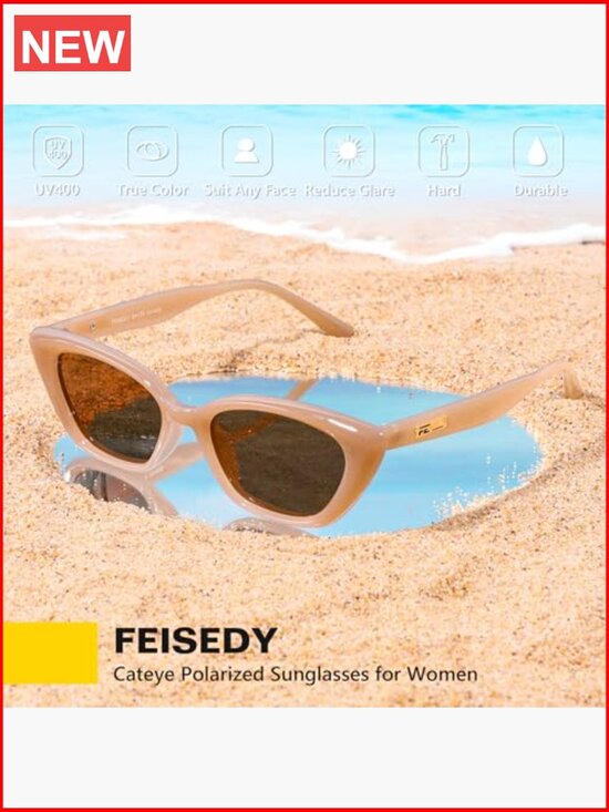 Trendy Polarized Cateye Sunglasses with UV Protection Retro Rectangle Narrow main image 5